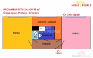 Pronjem bytu 2+1, 53 m2, OV, Praha 6, Bevnov, ul. lova