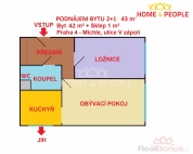 Pronjem bytu 2+1, 43 m2, DV, Praha 4, Michle, ul. V zpol