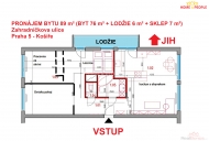 Pronjem bytu 4+kk, 89 m2, OV, Praha 5, Koe, ul. Zahradnkova