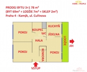 Prodej bytu 3+1, 78 m2, OV, Praha 4, Kam�k, ul. Cu��nova